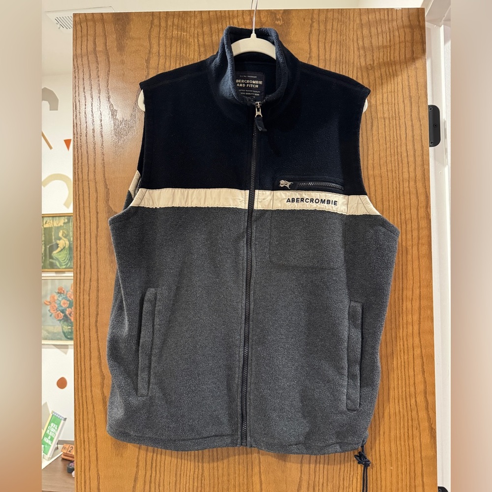 Vintage Abercrombie Fleece Vest | Men’s L | Y2K 90s | Gray Navy